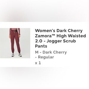 FIGS High Waisted Zamora Pant (Dark Cherry)